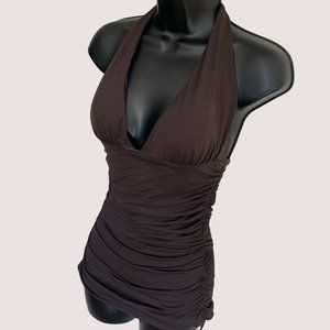 Carmen Marc Valvo | Brown Halter Tankini Swim Top | Size M 8/10